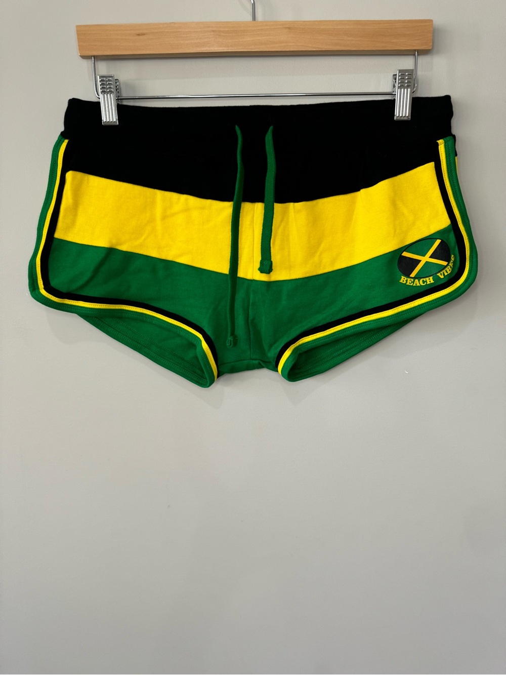 Island Walk NWT Jamaica Green & Yellow Beach Vibe Bootie Shorts size XL